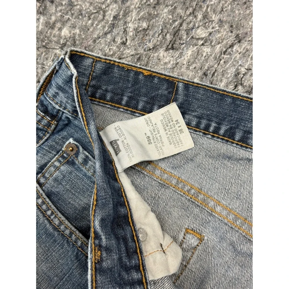 Levis 559 Relaxed Straight Mens Blue Denim Jeans 38x34 Medium Wash Classic